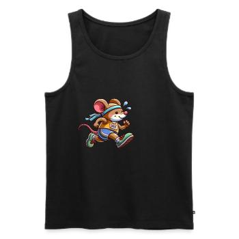 Souris marathonienne mignonne - Débardeur bio Premium Homme - noir - Devant - Michal (187cm)
