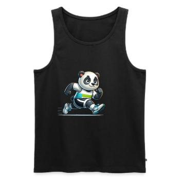 Cute Marathon Runner Panda - Männer Premium Bio Tank Top - Schwarz - Vorne - AI Model Male 178 light (178cm)