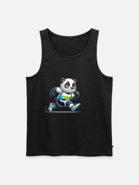 Cute Marathon Runner Panda - Men's Premium Organic Tank Top - black