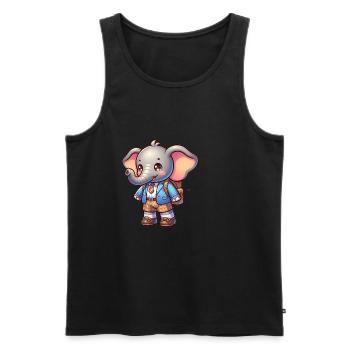 Cute Schoolboy Elephant - Men's Premium Organic Tank Top - black - Front - Michal (187cm)