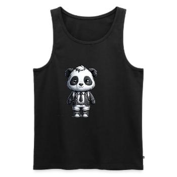 Cute Schoolboy Panda - Men's Premium Organic Tank Top - black - Front - AI Model Male 178 light (178cm)