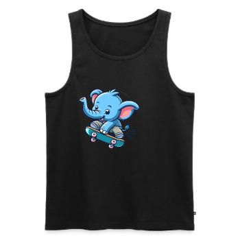 Cute Skater Elephant - Men's Premium Organic Tank Top - black - Front - AI Model Male 178 light (178cm)