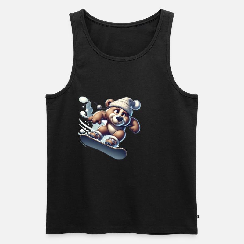 Cute Snowboarder Bear - Männer Premium Bio Tank Top - Schwarz