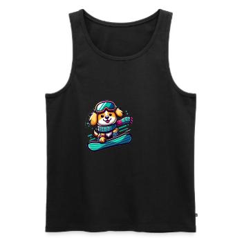 Cute Snowboarder Dog 2 - Men's Premium Organic Tank Top - black - Front - Michal (187cm)
