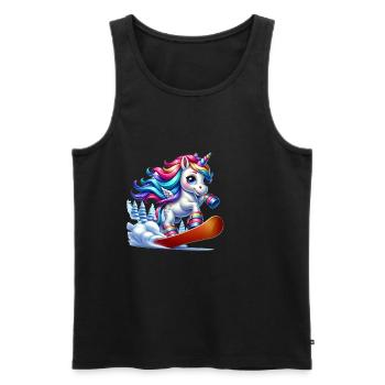 Cute Snowboarder Unicorn - Männer Premium Bio Tank Top - Schwarz - Vorne - AI Model Male 178 light (178cm)