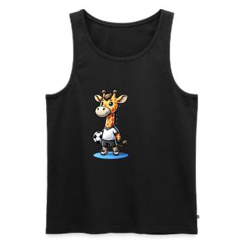 Mignon joueur de football girafe - Débardeur bio Premium Homme - noir - Devant - Michal (187cm)