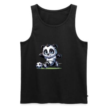 Cute Soccer Player Panda - Männer Premium Bio Tank Top - Schwarz - Vorne - Michal (187cm)