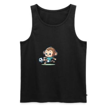 Mignon joueur de football singe - Débardeur bio Premium Homme - noir - Devant - AI Model Male 178 light (178cm)