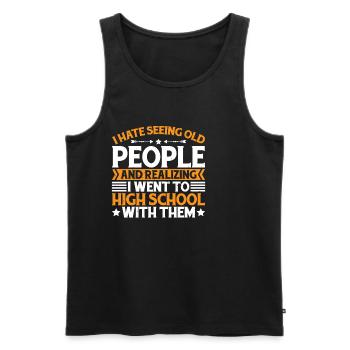 Realizing I Went To High School With Them 3 - Men's Premium Organic Tank Top - black - Front - AI Model Male 178 light (178cm)