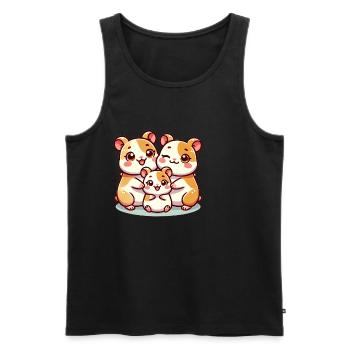 Famille de hamsters mère et père avec un enfant - Débardeur bio Premium Homme - noir - Devant - AI Model Male 178 light (178cm)