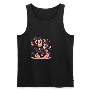 Loving Chimpanzee Parent with Child - Männer Premium Bio Tank Top - Schwarz - Vorne - AI Model Male 178 light (178cm)