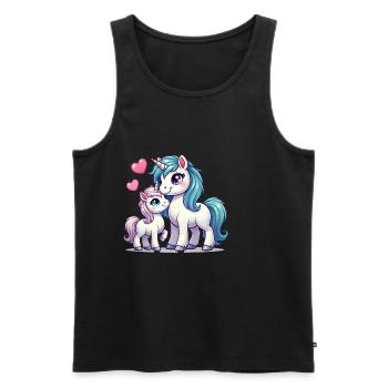 Parent licorne aimant avec enfant - Débardeur bio Premium Homme - noir - Devant - Michal (187cm)