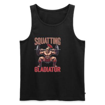 Squatting Gladiator 8 - Männer Premium Bio Tank Top - Schwarz - Vorne - Michal (187cm)