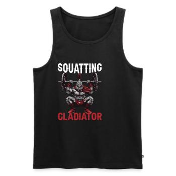 Squatting Gladiator 9 - Männer Premium Bio Tank Top - Schwarz - Vorne - Michal (187cm)