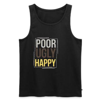 Poor Ugly Happy 4 - Männer Premium Bio Tank Top - Schwarz - Vorne - AI Model Male 178 light (178cm)