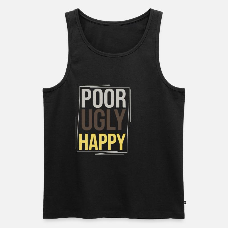 Poor Ugly Happy 4 - Männer Premium Bio Tank Top - Schwarz
