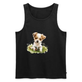Cute Baby Dog Watercolor - Männer Premium Bio Tank Top - Schwarz - Vorne - AI Model Male 178 light (178cm)