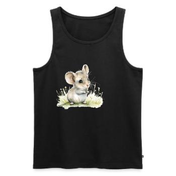 Cute Baby Mouse Watercolor - Männer Premium Bio Tank Top - Schwarz - Vorne - Michal (187cm)