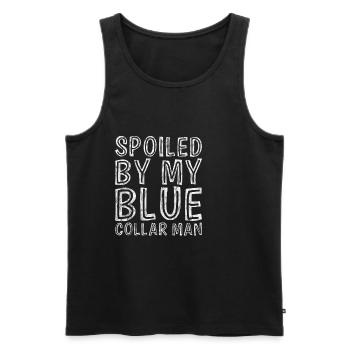 Spoiled By My Blue Collar Man 7 - Männer Premium Bio Tank Top - Schwarz - Vorne - Michal (187cm)