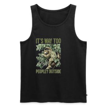 It's Way Too Peopley Outside - Männer Premium Bio Tank Top - Schwarz - Vorne - AI Model Male 178 light (178cm)