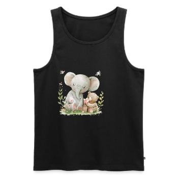 Cute Elephant And Bear Friends - Männer Premium Bio Tank Top - Schwarz - Vorne - Michal (187cm)