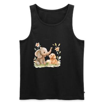 Cute Elephant And Dog Friends - Männer Premium Bio Tank Top - Schwarz - Vorne - Michal (187cm)