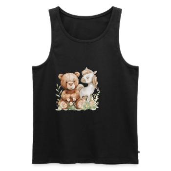 Cute Bear And Horse Friends - Männer Premium Bio Tank Top - Schwarz - Vorne - Michal (187cm)