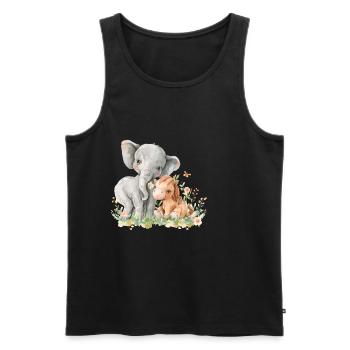 Cute Elephant And Horse Friends - Männer Premium Bio Tank Top - Schwarz - Vorne - Michal (187cm)