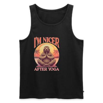 I'm Nicer After Yoga 2 - Männer Premium Bio Tank Top - Schwarz - Vorne - Michal (187cm)