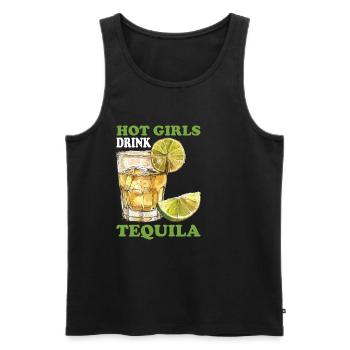 Hot Girls Drink Tequila - Männer Premium Bio Tank Top - Schwarz - Vorne - AI Model Male 178 light (178cm)
