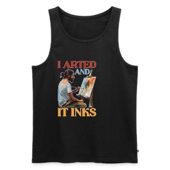 I Arted And It Inks - Männer Premium Bio Tank Top - Schwarz - Vorne - Michal (187cm)