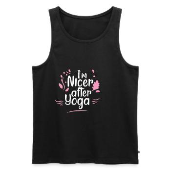 I'm Nicer After Yoga 4 - Männer Premium Bio Tank Top - Schwarz - Vorne - Michal (187cm)