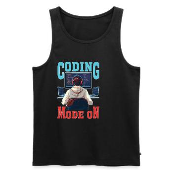 Coding Mode On - Männer Premium Bio Tank Top - Schwarz - Vorne - Michal (187cm)