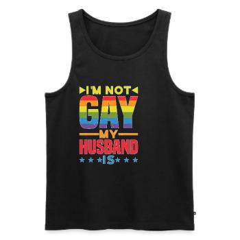I'm Not Gay My Husband Is - Männer Premium Bio Tank Top - Schwarz - Vorne - Michal (187cm)