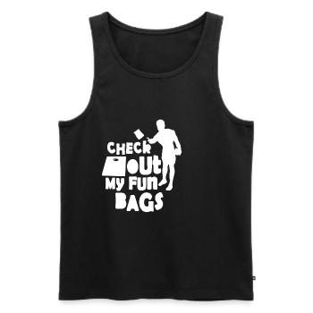 Check Out My Fun Bags - Männer Premium Bio Tank Top - Schwarz - Vorne - Michal (187cm)