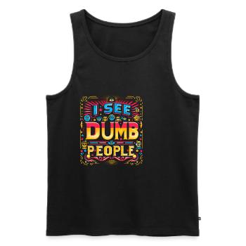 I See Dumb People 9 - Männer Premium Bio Tank Top - Schwarz - Vorne - AI Model Male 178 light (178cm)