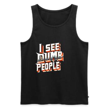 I See Dumb People 7 - Männer Premium Bio Tank Top - Schwarz - Vorne - AI Model Male 178 light (178cm)