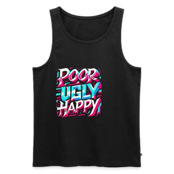 Poor Ugly Happy 5 - Männer Premium Bio Tank Top - Schwarz - Vorne - AI Model Male 178 light (178cm)