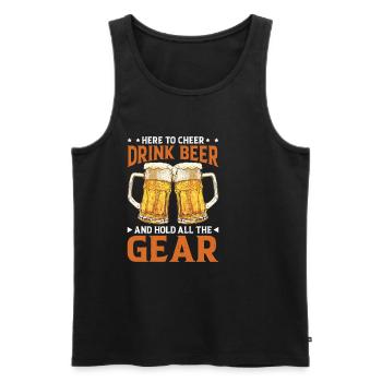 Here To Cheer Drink Beer And Hold All The Gear 2 - Männer Premium Bio Tank Top - Schwarz - Vorne - Michal (187cm)