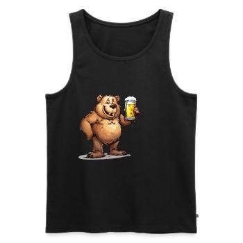 Cute Bear Drinking Beer 2 - Männer Premium Bio Tank Top - Schwarz - Vorne - Michal (187cm)