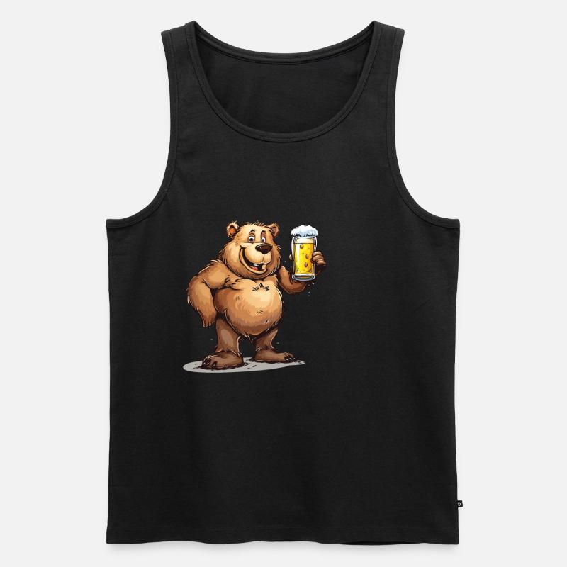 Cute Bear Drinking Beer 2 - Männer Premium Bio Tank Top - Schwarz