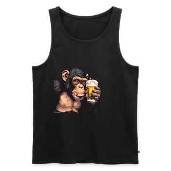 Cute Chimpanzee Drinking Beer 2 - Männer Premium Bio Tank Top - Schwarz - Vorne - Michal (187cm)
