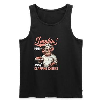 Smokin' Meats And Clapping Cheeks 2 - Männer Premium Bio Tank Top - Schwarz - Vorne - Michal (187cm)