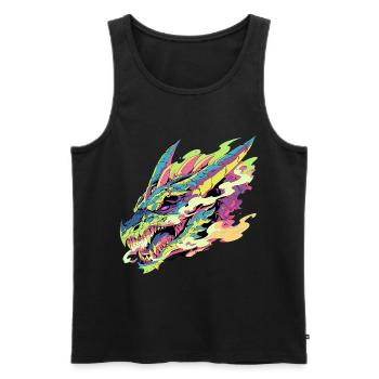 A colorful and stylized dragon - Men's Premium Organic Tank Top - black - Front - AI Model Male 178 light (178cm)