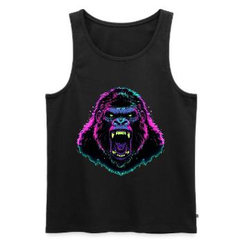 Wütender Gorilla mit leuchtenden Farben - Männer Premium Bio Tank Top - Schwarz - Vorne - AI Model Male 178 light (178cm)