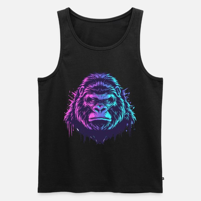 Knallbunter Gorilla - Männer Premium Bio Tank Top - Schwarz