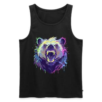 Bunter wütender Bär - Männer Premium Bio Tank Top - Schwarz - Vorne - AI Model Male 178 light (178cm)