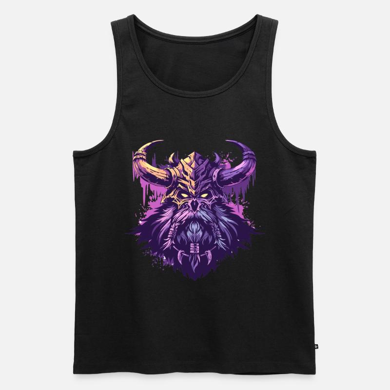 Wikingerkopf in bunter Pop-Art - Männer Premium Bio Tank Top - Schwarz