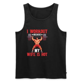 I Workout Because My Wife Is Hot - Männer Premium Bio Tank Top - Schwarz - Vorne - AI Model Male 178 light (178cm)