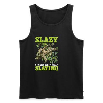 Slazy I'm Lazy But I'm Still Slaying 2 - Männer Premium Bio Tank Top - Schwarz - Vorne - Michal (187cm)